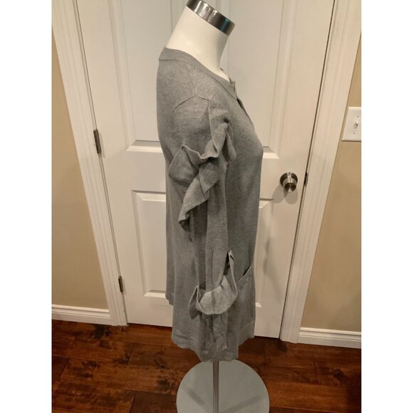 Anne Fontaine Gray Ruffle Sleeve Long Cardigan Size 4 (US) 36 (EU) - Picture 4 of 7